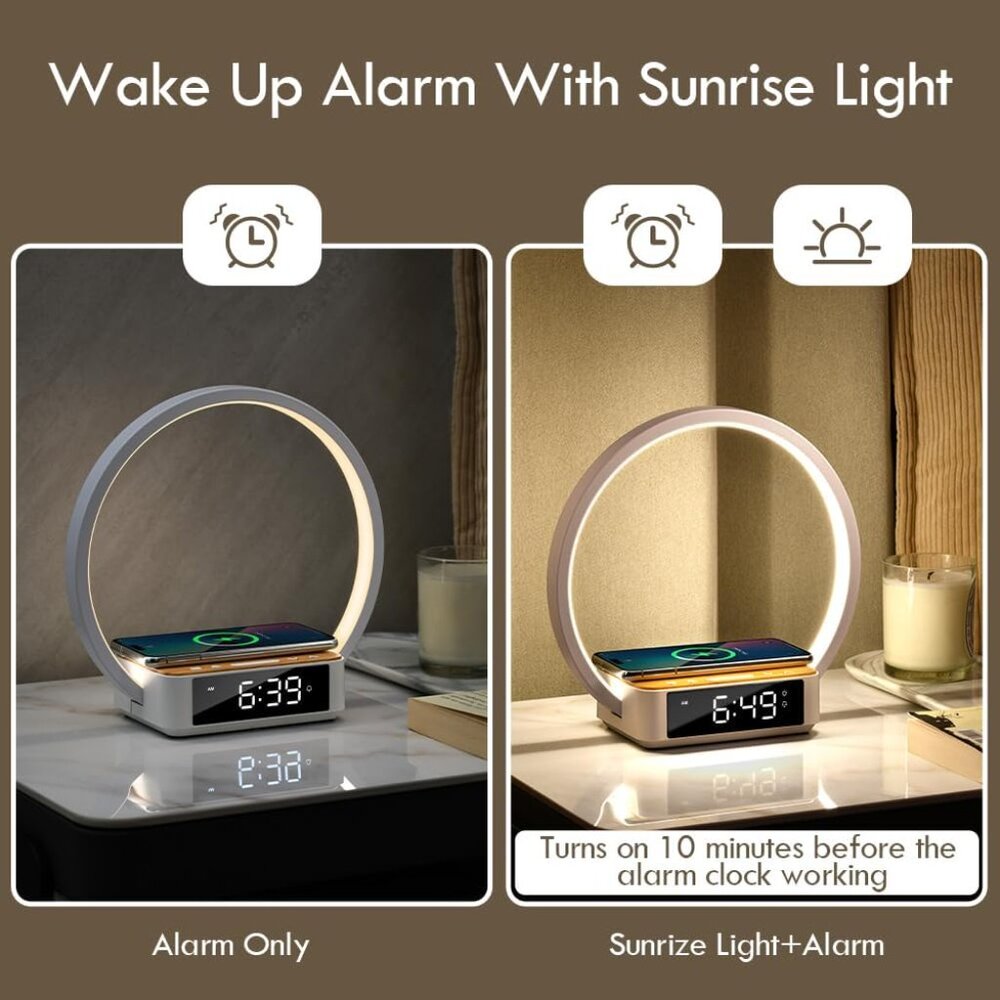 Bedside Lamp With Alarm Clock,Touch Lamp With Wir… - image 5